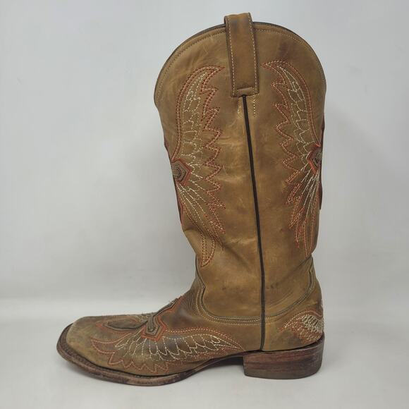 Pecos Bill Boots Mens 9D Brown Leather Square Toe Western Cowboy Cross - Picture 10 of 13